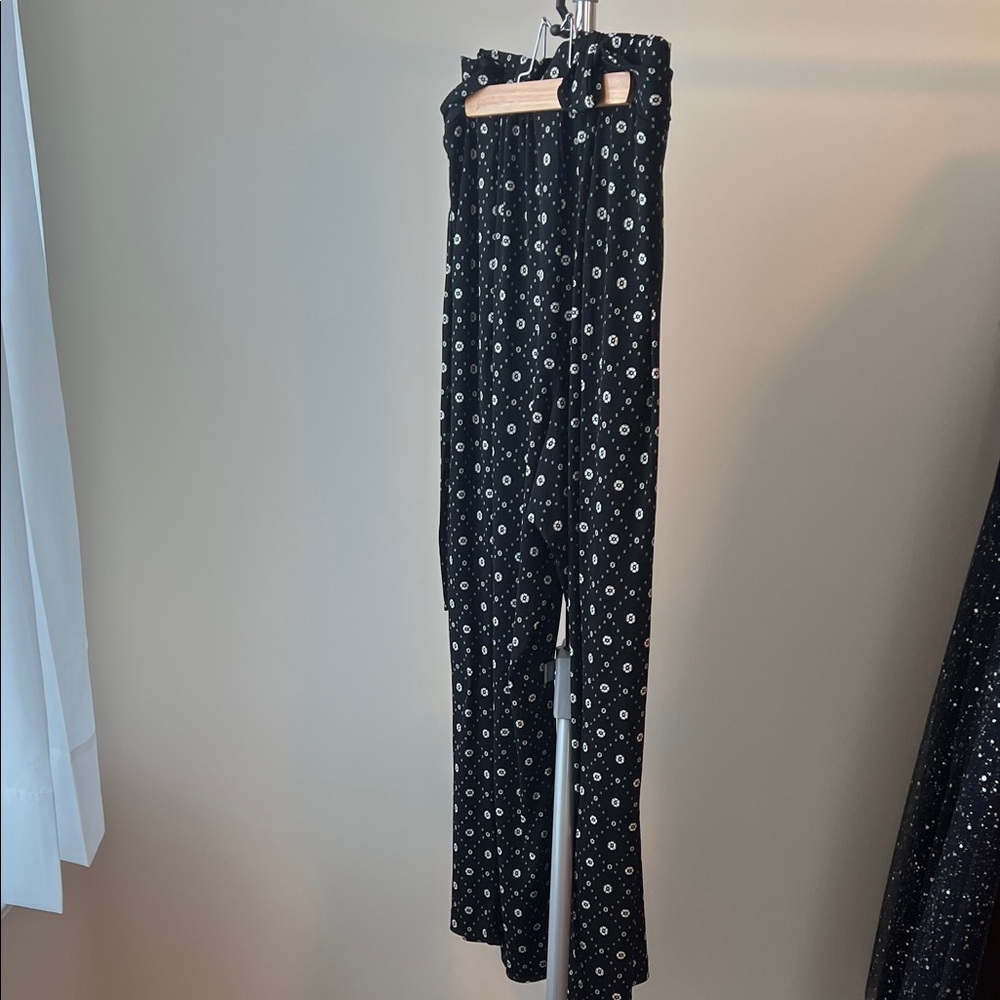 Lane Bryant Black and White Floral Wide Leg Pants